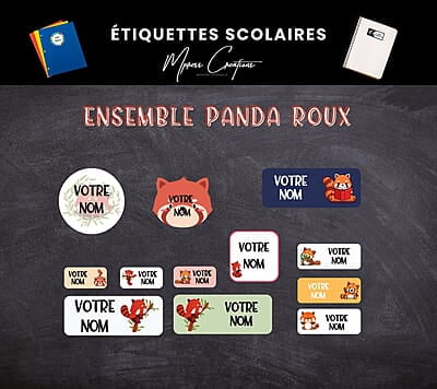 Étiquettes thématique Panda Roux