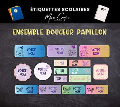 Étiquettes thématique douceur papillon